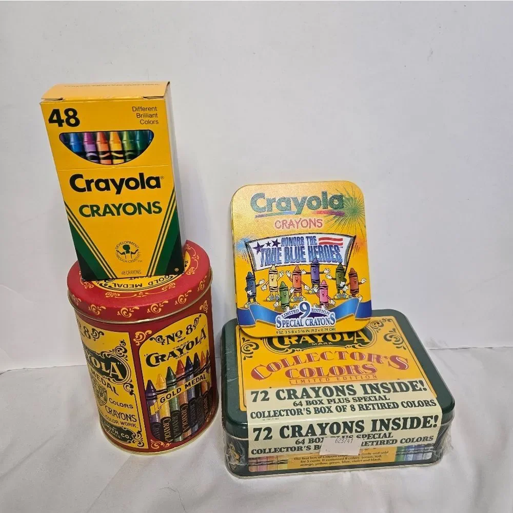 VINTAGE Crayola‎ Collectors Colors Gold Metal True Blue Heros Tins NEW